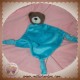 CARREBLANC SOS DOUDOU OURS PLAT LOSANGE BLEU TURQUOISE NOEUD