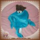 CARREBLANC SOS DOUDOU OURS PLAT LOSANGE BLEU TURQUOISE NOEUD