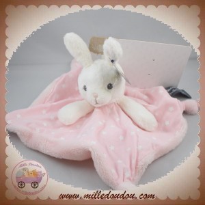 ORCHESTRA SOS DOUDOU LAPIN BLANC PLAT TISSU ROSE ETOILE FLUORESCENT