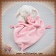 TEX SOS DOUDOU LAPIN BLANC ASSIS MOUCHOIR ROSE