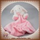 TEX SOS DOUDOU LAPIN BLANC ASSIS MOUCHOIR ROSE