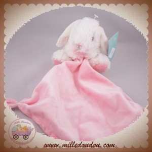 TEX SOS DOUDOU LAPIN BLANC ASSIS MOUCHOIR ROSE