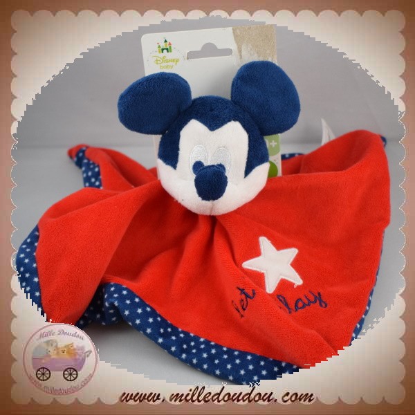 DISNEY SOS DOUDOU MICKEY MOUSE BLEU CORPS PLAT MOUCHOIR ROUGE LET'S PLAY -  Boutique pour retrouver Doudou !!!