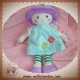 QUE DU BONHEUR SOS DOUDOU POUPEE ROBE VERT FLEUR CHAPEAU VIOLET