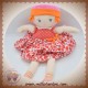 COROLLE SOS DOUDOU POUPEE ROBE TISSU ROUGE FEUILLES FLEURS