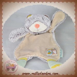 MOULIN ROTY SOS DOUDOU OURS PLAT BISCOTTE POMPON BEIGE CHINE GRIS