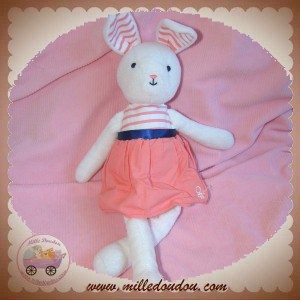 OKAIDI OBAIBI SOS DOUDOU LAPIN BLANC ROBE TISSU ROSE