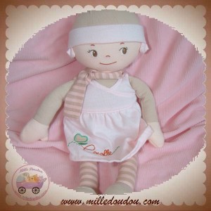 COROLLE SOS DOUDOU POUPEE ROBE TISSU ROSE COEUR ECHARPE RAYEE