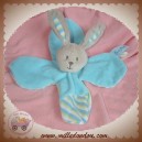 BABYNAT BABY NAT SOS DOUDOU LAPIN GRIS PLAT FLEUR BLEU TISSU RAYE