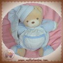 KALOO SOS DOUDOU OURS BOULE VICHY CARREAU BLEU POCHE 22 CM