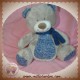 NICOTOY SOS DOUDOU OURS GRIS VENTRE BLEU LAINE ECHARPE