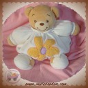 KALOO SOS DOUDOU OURS BEIGE CORPS BOULE BLANC FLEUR ORANGE