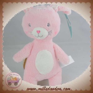 TEX SOS DOUDOU LAPIN ROSE ROND BLANC