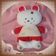 SUCRE D'ORGE SOS DOUDOU OURS BLANC HOCHET CORPS ROSE ROBE FLEURS