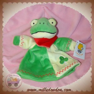 LASCAR SOS DOUDOU GRENOUILLE MARIONNETTE VERTE TREFLE