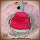 DYA SHOPPING SOS DOUDOU SOURIS GRISE ROBE ROUGE RAYE ROSE