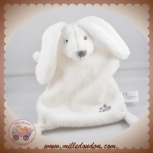 NICOTOY SOS DOUDOU LAPIN PLAT RECTANGLE BLANC EMPREINTE GRISE