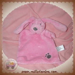 NICOTOY SOS DOUDOU LAPIN PLAT RECTANGLE ROSE EMPREINTE GRISE