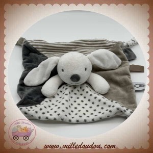 Doudou plat velours lapin gris naissance Okaïdi & Obaïbi