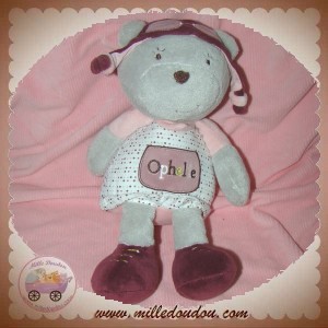 SAUTHON SOS DOUDOU OURS OPHELIE AVIATRICE GRIS ROSE