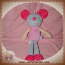 SUCRE D'ORGE SOS DOUDOU SOURIS GRISE CORPS ROSE FLEURS