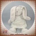 JACADI SOS DOUDOU LAPIN GRIS CLAIR ROBE FLEURS