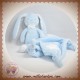 TEX SOS DOUDOU LAPIN BLEU AVEC MOUCHOIR ETOILE ARGENT