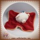 SUCRE D'ORGE SOS DOUDOU OURS PLAT ROUGE VELOURS LISERET ORANGE