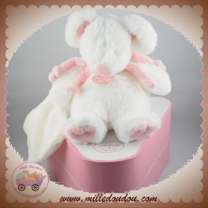 DOUDOU ET COMPAGNIE SOS SOURIS BLANCHE MOUCHOIR ECHARPE ROSE