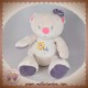 ARTHUR ET LOLA SOS DOUDOU OURS GRIS VIOLET ROSE FLEUR