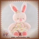 TEX SOS DOUDOU LAPIN ROSE ROBE FLEUR OISEAU 25 CM