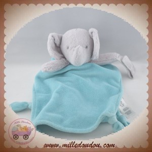 Doudou plat éléphant gris blanc nœud tout doux Bébé Confort