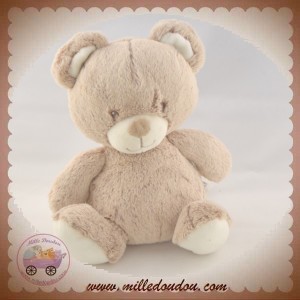 TEX SOS DOUDOU OURS MARRON BEIGE CHINE BLANC 20 cm