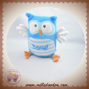 LUMINOU SOS DOUDOU HIBOU CHOUETTE FLUORESCENT BLEU BLANC BOOH