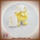 DOUDOU ET COMPAGNIE SOS CHAT OURS BLANC BOULE JAUNE MOUCHOIR