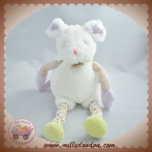 DOUDOU ET COMPAGNIE SOS OURS SOURIS FOURRURE BLANC JAMBES FEUILLES LES CHOUPIDOUX DC2765