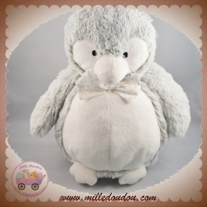 SOS DOUDOU PINGOUIN GRIS & BLANC NOEUD DE PAPILLON