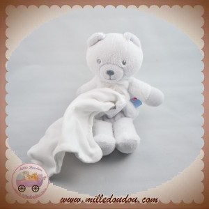 SUCRE D'ORGE SOS DOUDOU OURS BLANC GRIS MOUCHOIR POCHE CAJOU