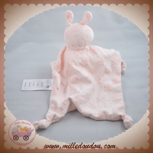 VERTBAUDET SOS DOUDOU LAPIN ROSE ETOILE TISSU POIS NOEUD