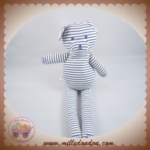 PETIT BATEAU SOS DOUDOU OURS RAYE BLANC BLEU MARINE