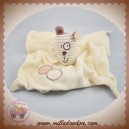 LES CHATOUNETS SOS DOUDOU CHIEN TISSU RAYE BEIGE PLAT ECRU