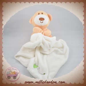 SOS DOUDOU OURS MARRON MOUCHOIR BLANC COEUR VERT