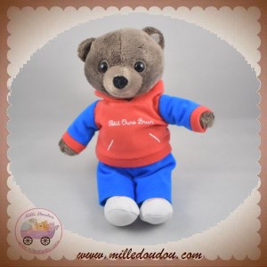 JEMINI BAYARD SOS DOUDOU PETIT OURS BRUN JOGGING ROUGE ET BLEU