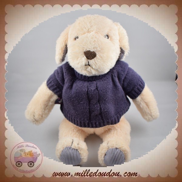 peluche doudou chien beige bleu jollybaby