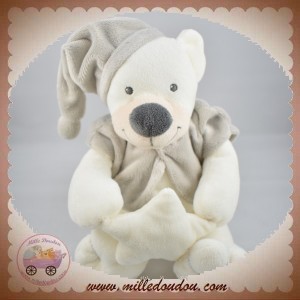 BOUT'CHOU MONOPRIX SOS DOUDOU OURS BLANC GRIS ETOILES MUSICAL