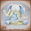 DOUDOU ET COMPAGNIE SOS LAPIN BLANC MARIONNETTE BLEU GRIS MICROFIBRE RAISIN