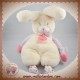 DOUDOU ET COMPAGNIE SOS LAPIN BLANC PELUCHE TISSU FLEUR POINTS LES CHOUPIDOUX DC2761