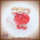 DOUDOU ET COMPAGNIE SOS CHIEN BEIGE BLANC BOULE ROUGE ROSE MOUCHOIR CUEILLETTE