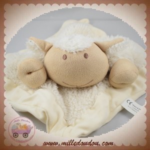 NATURE ET DECOUVERTES DOUDOU MOUTON PLAT ECRU DAIM BEIGE POIL