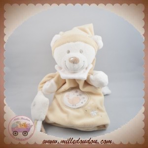 NICOTOY SOS DOUDOU OURS MARIONNETTE ECRU BLANC OISEAU